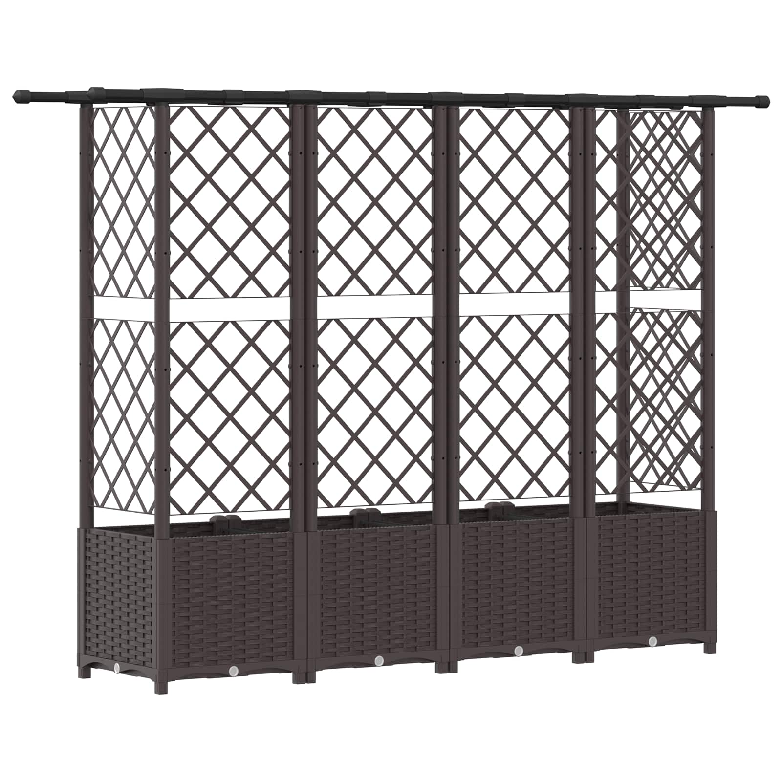 Verhoogd Bed met Trellis en Dak Bruin 202 x 40 x 138 cm PP