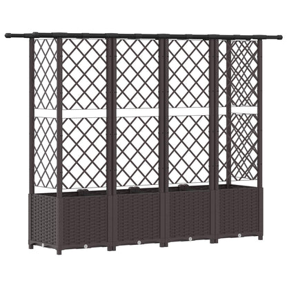 Verhoogd Bed met Trellis en Dak Bruin 202 x 40 x 138 cm PP