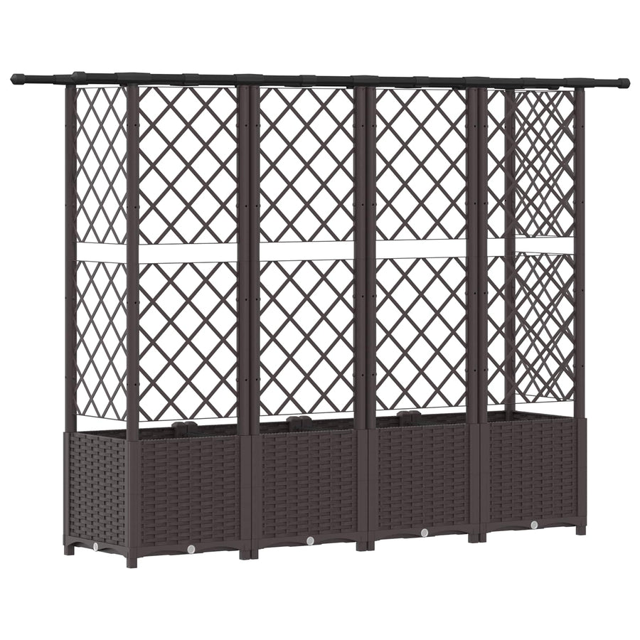 Verhoogd Bed met Trellis en Dak Bruin 202 x 40 x 138 cm PP
