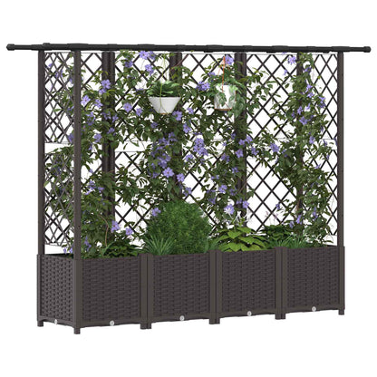 Verhoogd Bed met Trellis en Dak Bruin 202 x 40 x 138 cm PP