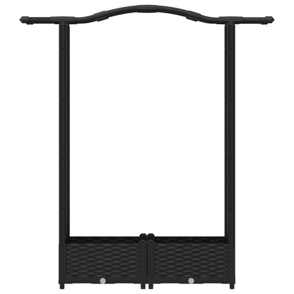 Verhoogd Bed met Trellis en Dak Zwart 124 x 40 x 125 cm PP