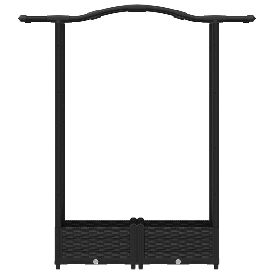 Verhoogd Bed met Trellis en Dak Zwart 124 x 40 x 125 cm PP
