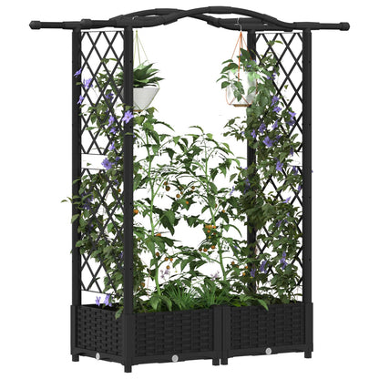 Verhoogd Bed met Trellis en Dak Zwart 124 x 40 x 125 cm PP