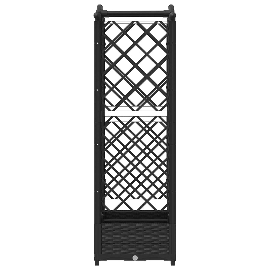 Verhoogd Bed met Trellis en Dak Zwart 124 x 40 x 125 cm PP