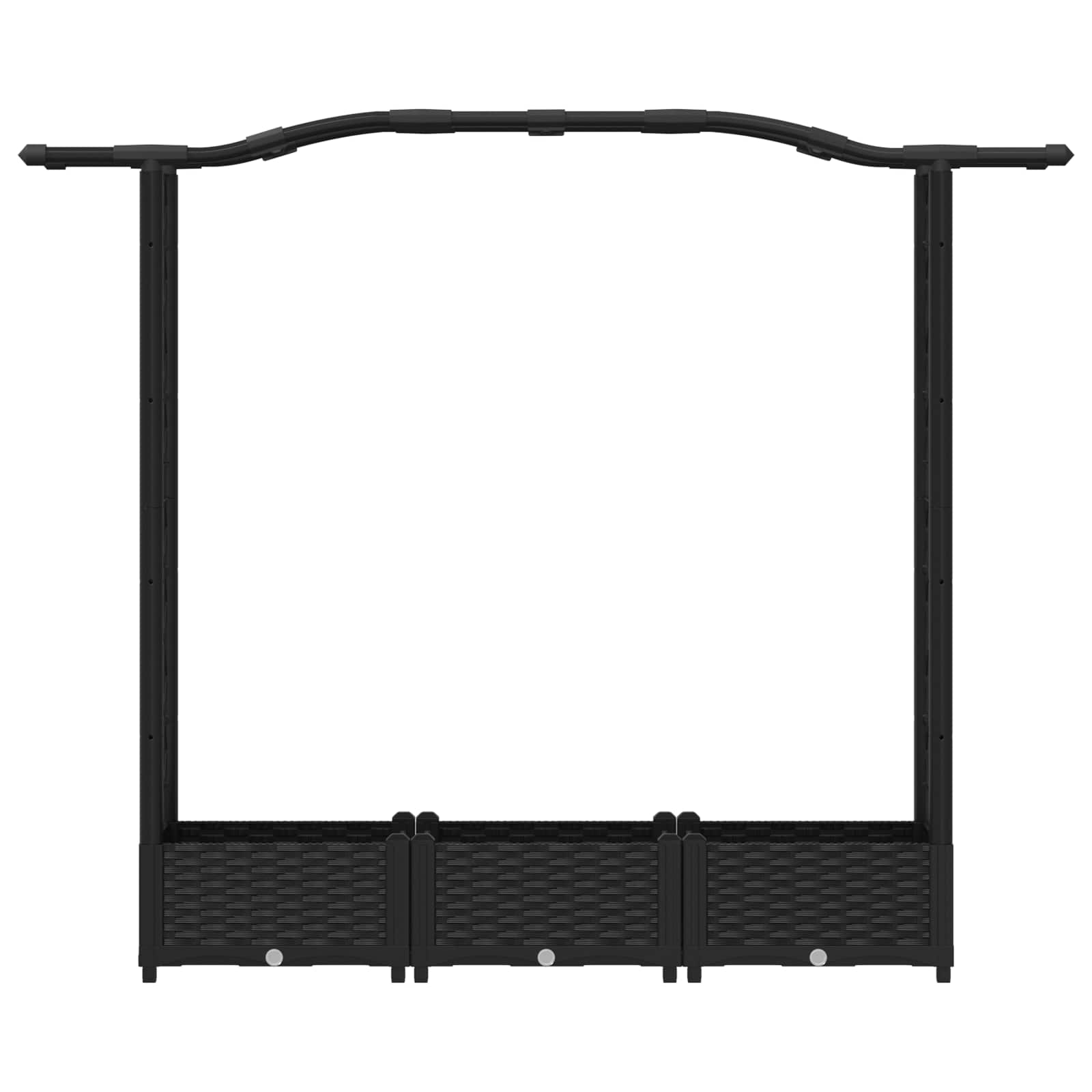 Verhoogd Bed met Trellis en Dak Zwart 169 x 40 x 125 cm PP