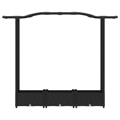 Verhoogd Bed met Trellis en Dak Zwart 169 x 40 x 125 cm PP