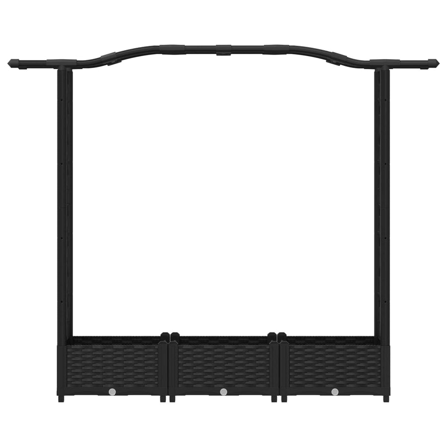 Verhoogd Bed met Trellis en Dak Zwart 169 x 40 x 125 cm PP