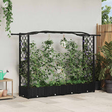 Verhoogd Bed met Trellis en Dak Zwart 207 x 40 x 126 cm PP