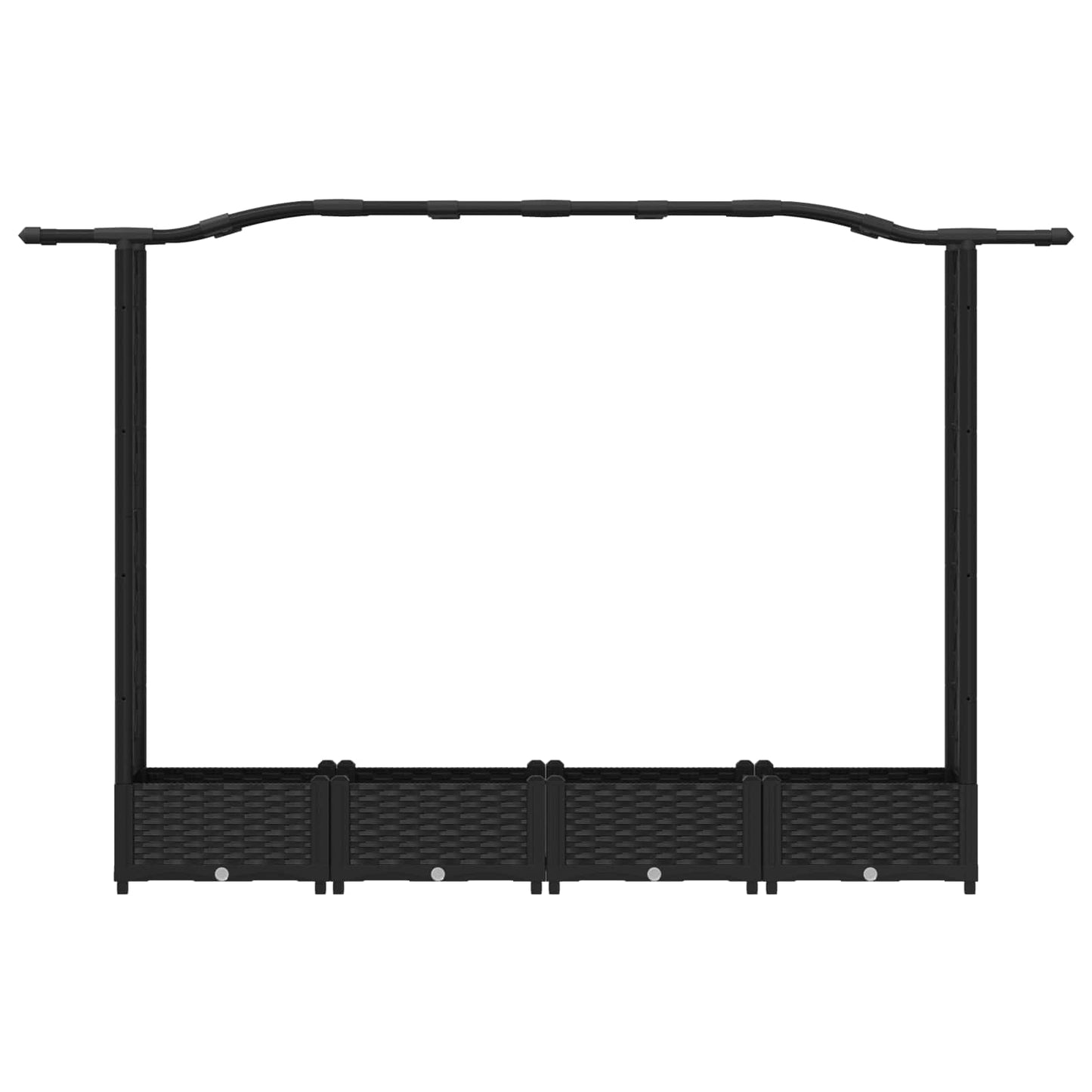 Verhoogd Bed met Trellis en Dak Zwart 207 x 40 x 126 cm PP