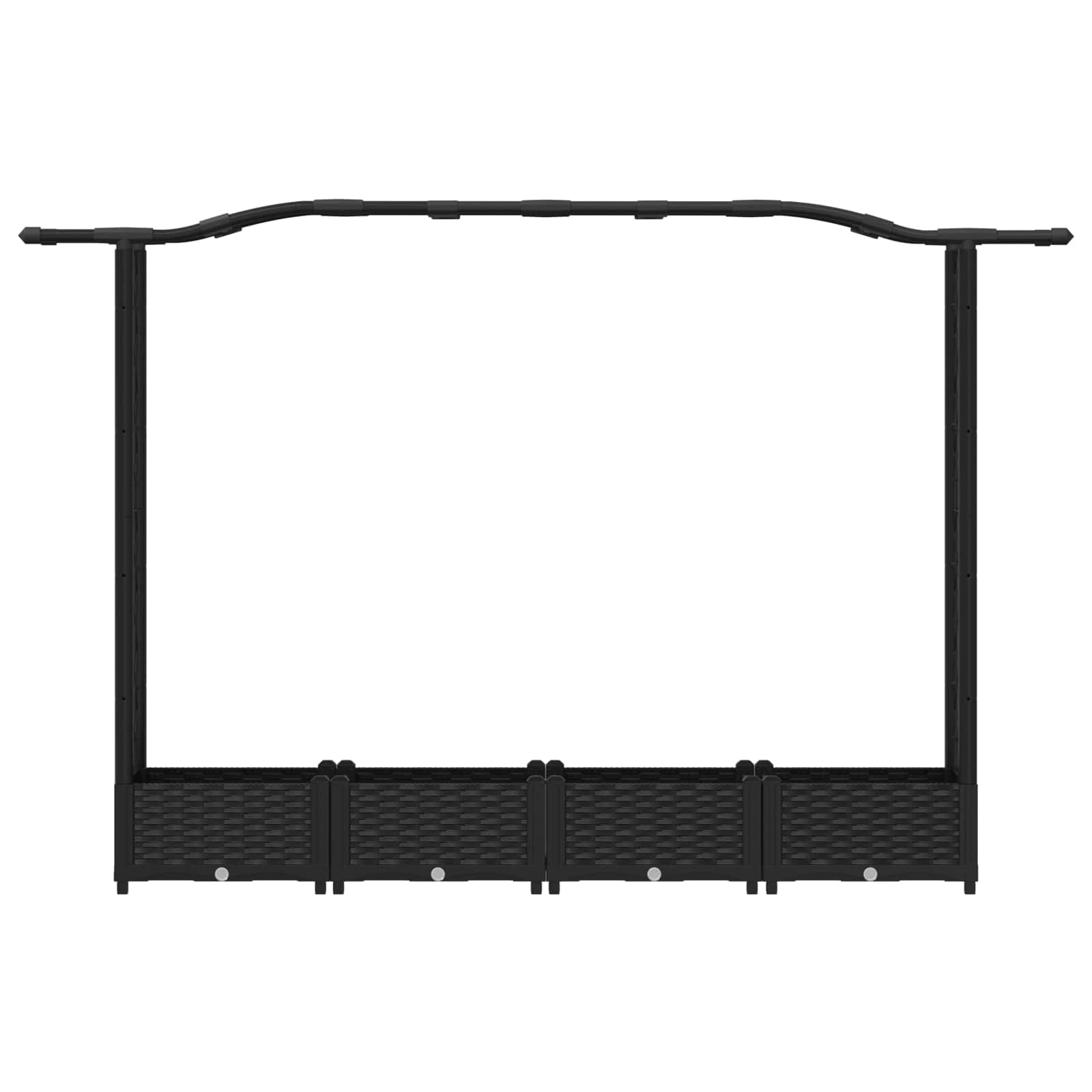 Verhoogd Bed met Trellis en Dak Zwart 207 x 40 x 126 cm PP