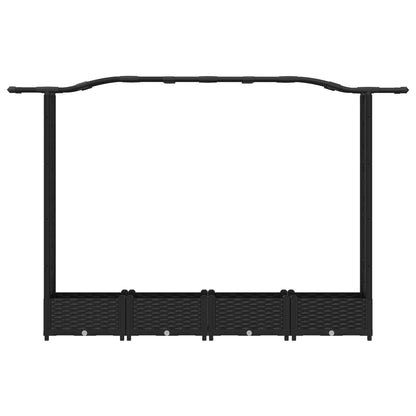 Verhoogd Bed met Trellis en Dak Zwart 207 x 40 x 126 cm PP