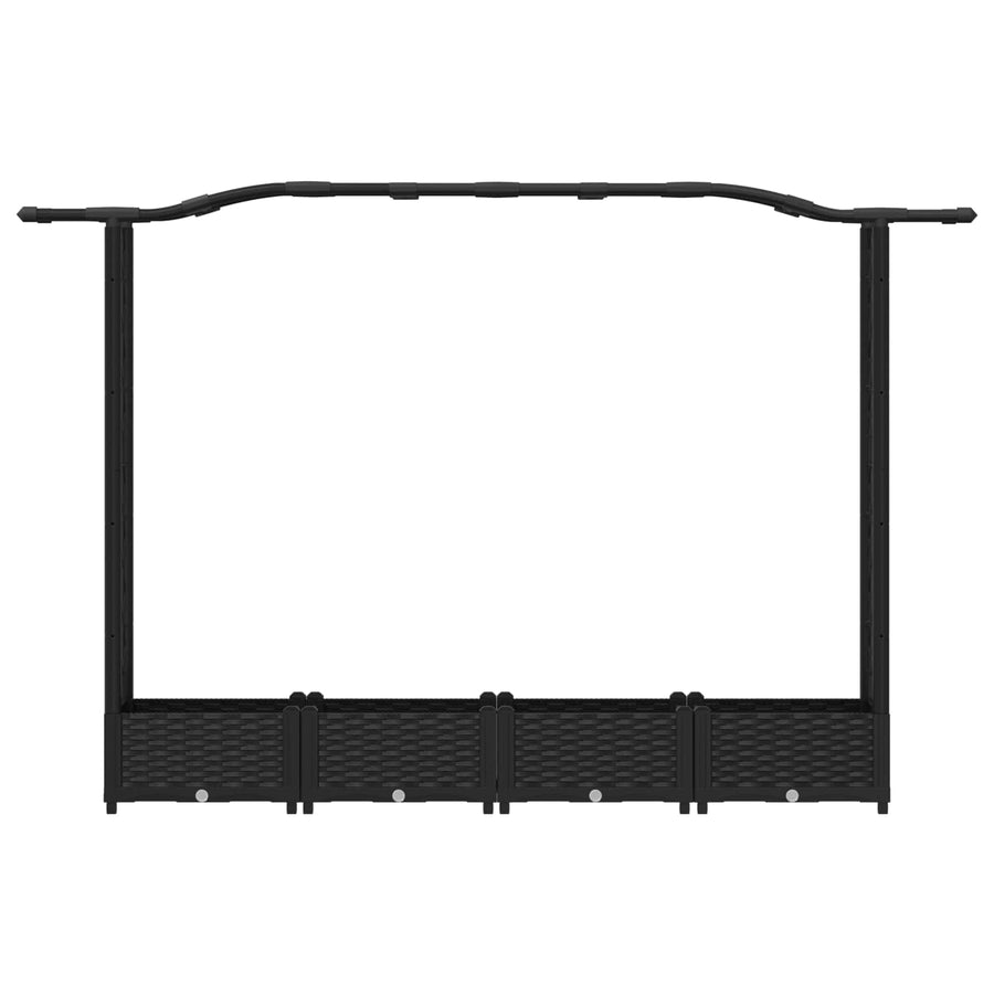 Verhoogd Bed met Trellis en Dak Zwart 207 x 40 x 126 cm PP