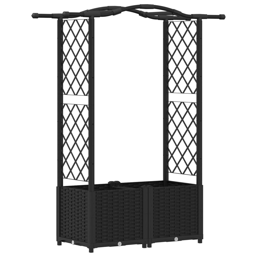 Verhoogd Bed met Trellis en Dak Zwart 125 x 40 x 138 cm PP