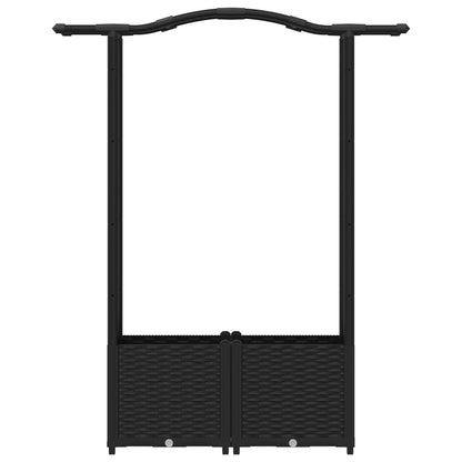 Verhoogd Bed met Trellis en Dak Zwart 125 x 40 x 138 cm PP