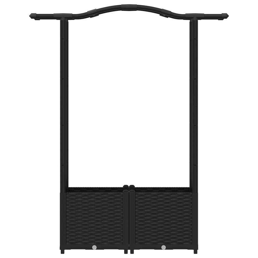 Verhoogd Bed met Trellis en Dak Zwart 125 x 40 x 138 cm PP