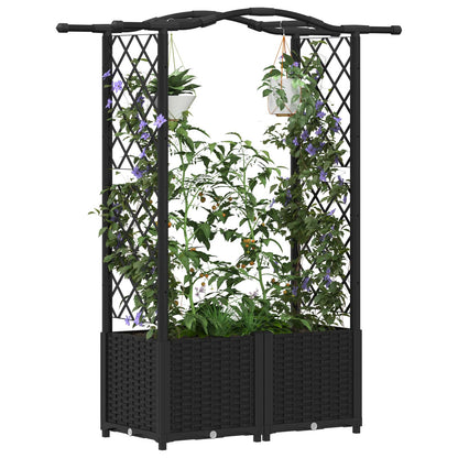 Verhoogd Bed met Trellis en Dak Zwart 125 x 40 x 138 cm PP