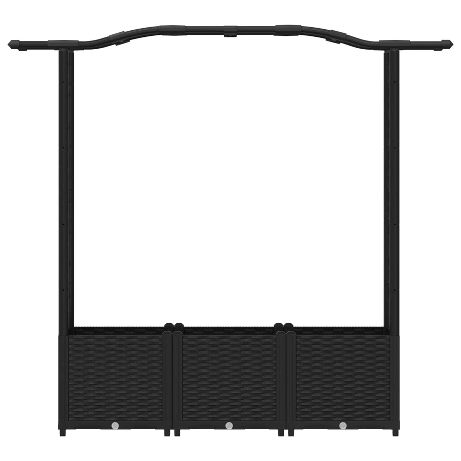 Verhoogd Bed met Trellis en Dak Zwart 164 x 40 x 142 cm PP