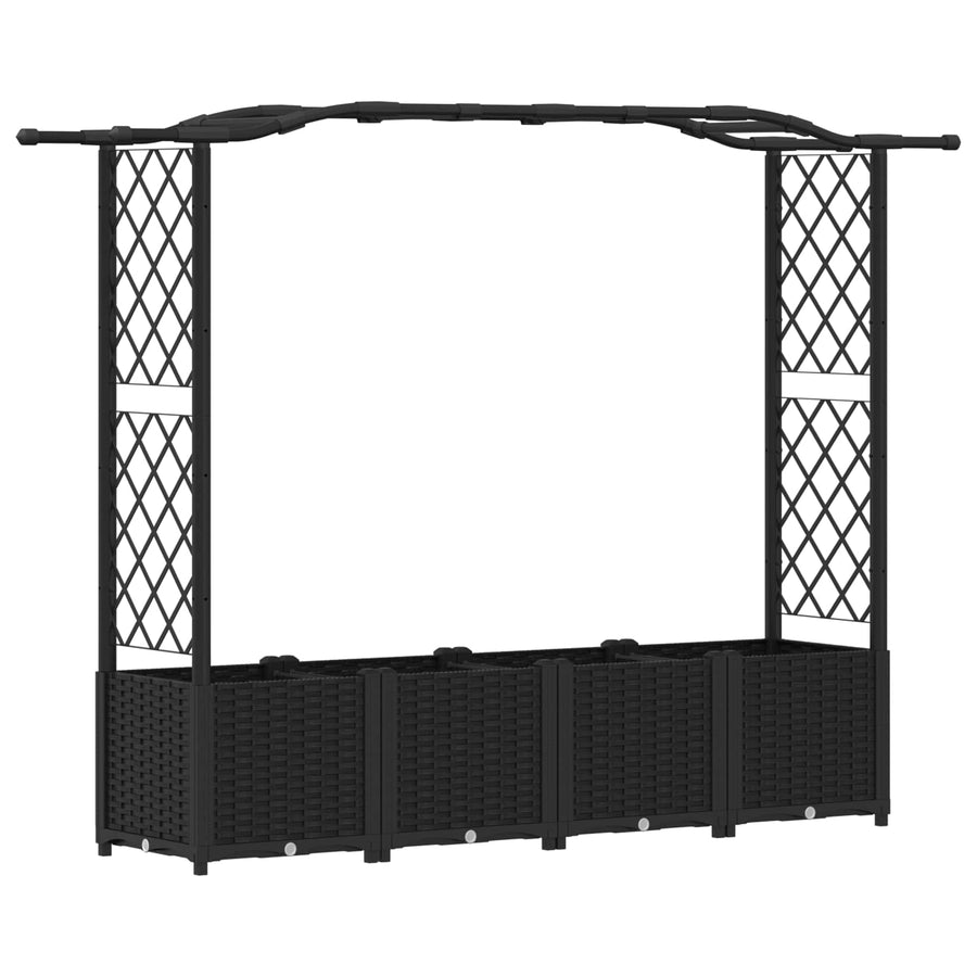 Verhoogd Bed met Trellis en Dak Zwart 204 x 40 x 141 cm PP