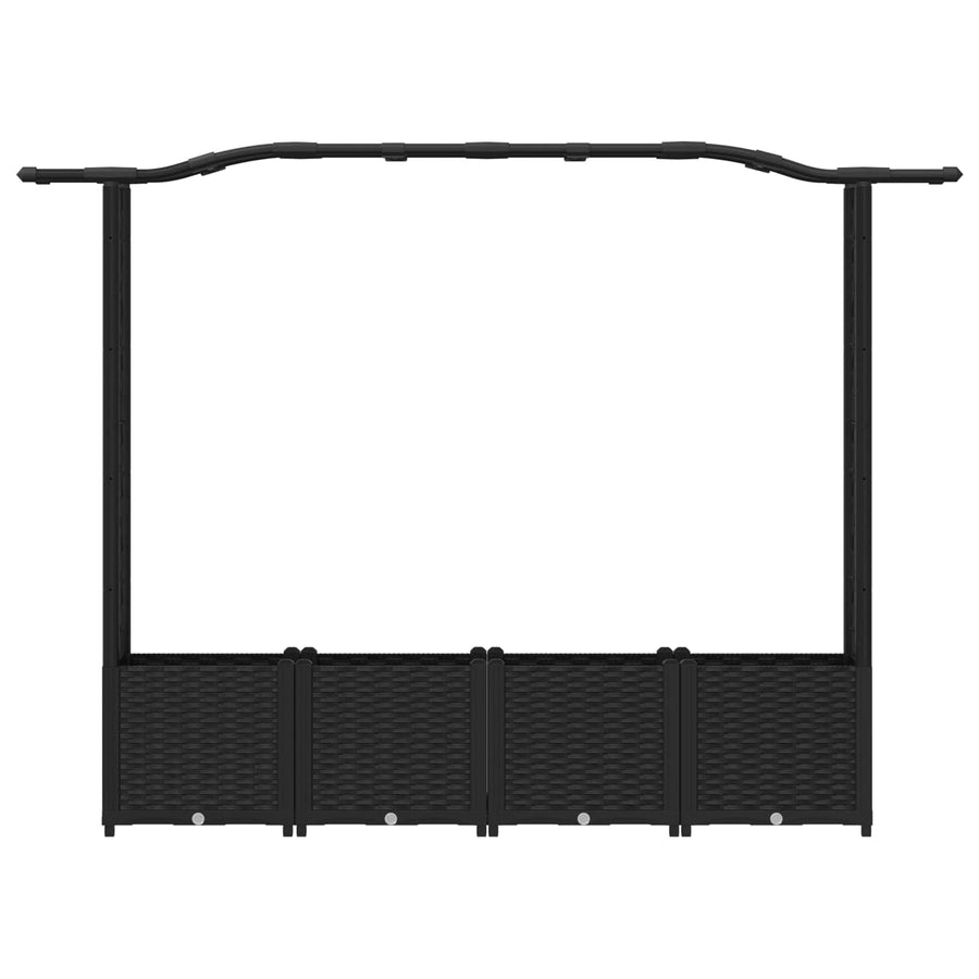Verhoogd Bed met Trellis en Dak Zwart 204 x 40 x 141 cm PP