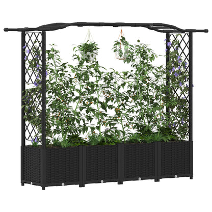Verhoogd Bed met Trellis en Dak Zwart 204 x 40 x 141 cm PP