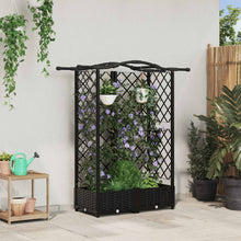Verhoogd Bed met Trellis en Dak Zwart 124 x 40 x 126 cm PP