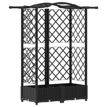 Verhoogd Bed met Trellis en Dak Zwart 124 x 40 x 126 cm PP