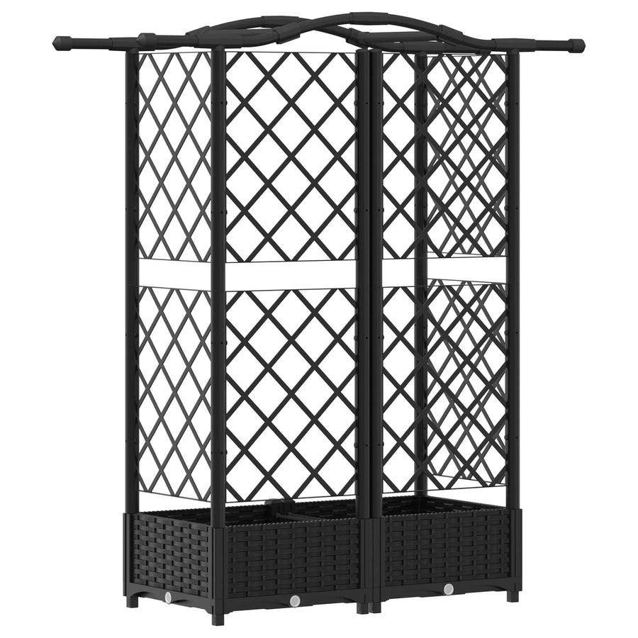 Verhoogd Bed met Trellis en Dak Zwart 124 x 40 x 126 cm PP