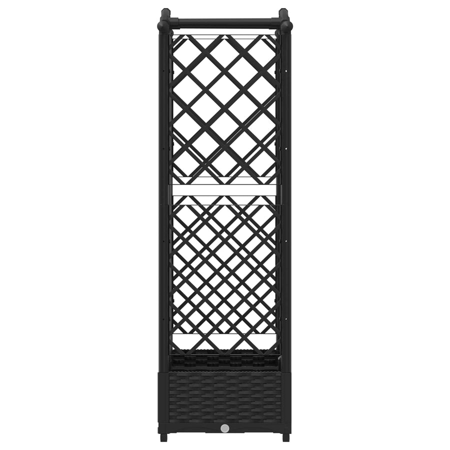 Verhoogd Bed met Trellis en Dak Zwart 124 x 40 x 126 cm PP
