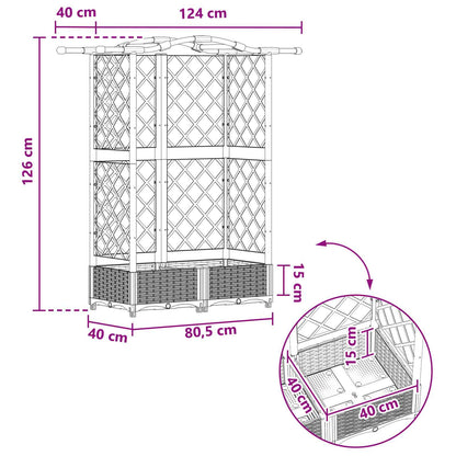 Verhoogd Bed met Trellis en Dak Zwart 124 x 40 x 126 cm PP