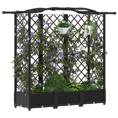 Verhoogd Bed met Trellis en Dak Zwart 163 x 40 x 126 cm PP