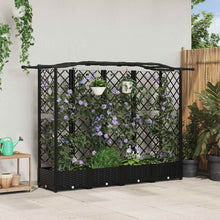 Verhoogd Bed met Trellis en Dak Zwart 203,5 x 40 x 125 cm PP