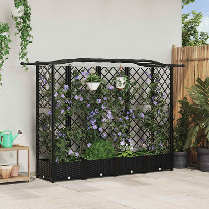 Verhoogd Bed met Trellis en Dak Zwart 203,5 x 40 x 125 cm PP