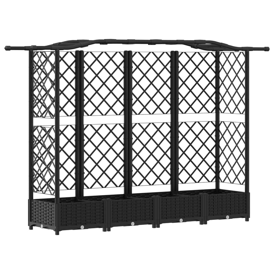 Verhoogd Bed met Trellis en Dak Zwart 203,5 x 40 x 125 cm PP