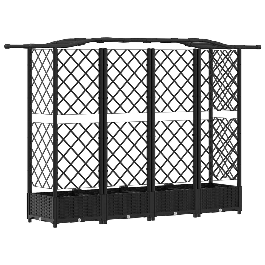 Verhoogd Bed met Trellis en Dak Zwart 203,5 x 40 x 125 cm PP