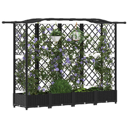 Verhoogd Bed met Trellis en Dak Zwart 203,5 x 40 x 125 cm PP
