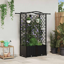 Verhoogd Bed met Trellis en Dak Zwart 122 x 40 x 141 cm PP