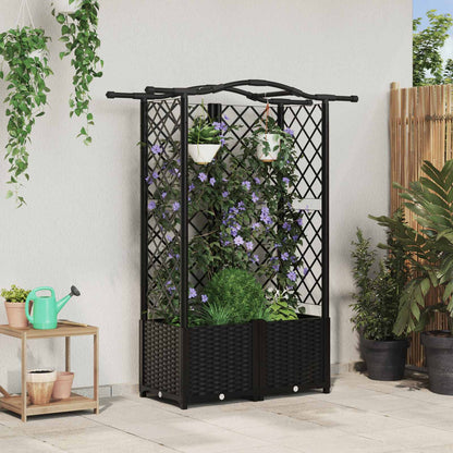 Verhoogd Bed met Trellis en Dak Zwart 122 x 40 x 141 cm PP