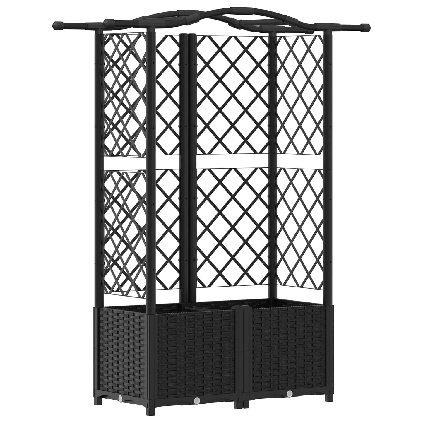 Verhoogd Bed met Trellis en Dak Zwart 122 x 40 x 141 cm PP