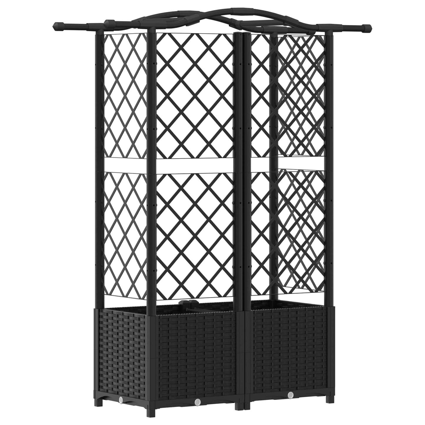 Verhoogd Bed met Trellis en Dak Zwart 122 x 40 x 141 cm PP