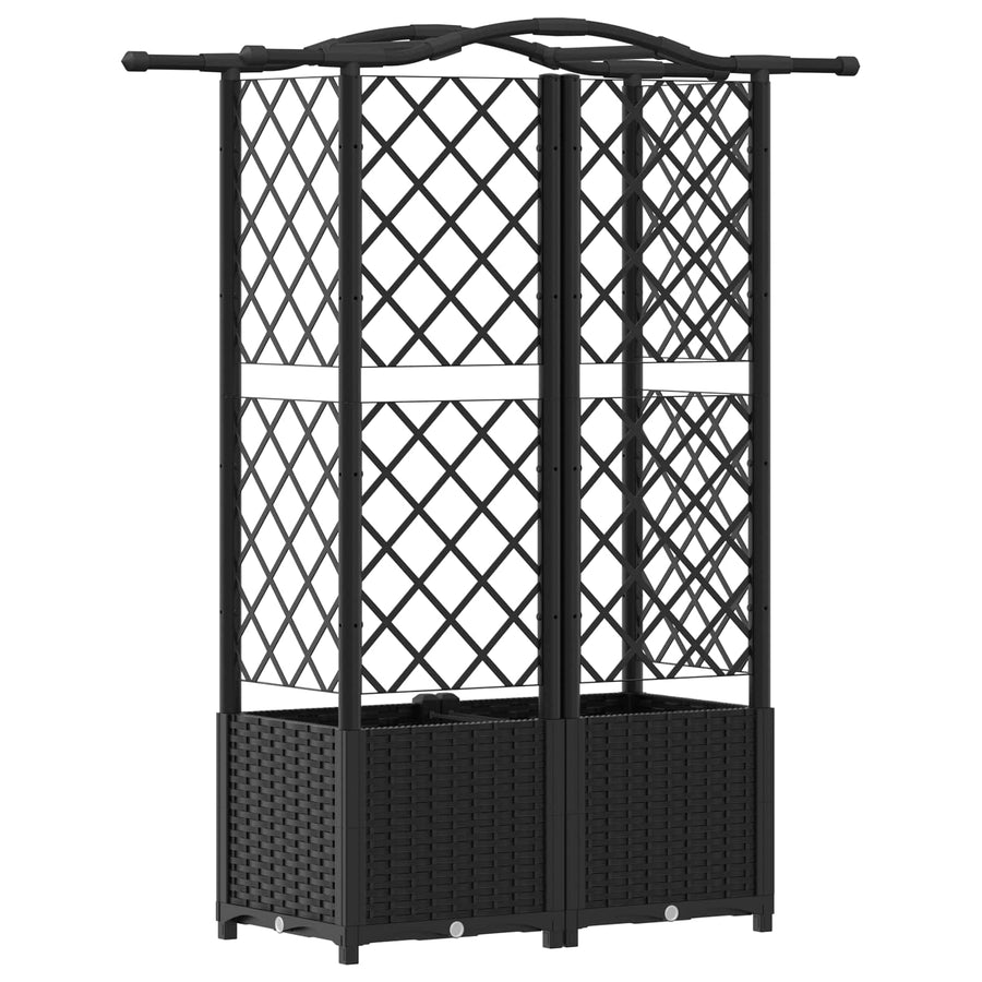 Verhoogd Bed met Trellis en Dak Zwart 122 x 40 x 141 cm PP
