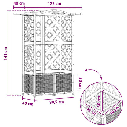 Verhoogd Bed met Trellis en Dak Zwart 122 x 40 x 141 cm PP