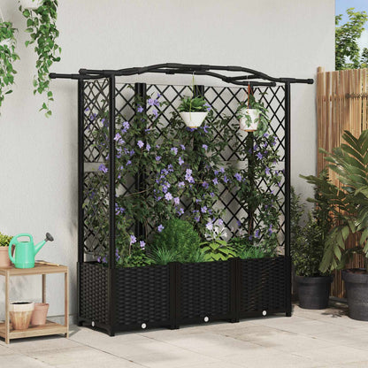 Verhoogd Bed met Trellis en Dak Zwart 163 x 40 x 141 cm PP