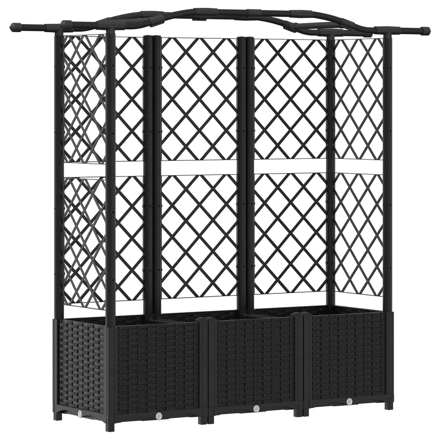 Verhoogd Bed met Trellis en Dak Zwart 163 x 40 x 141 cm PP