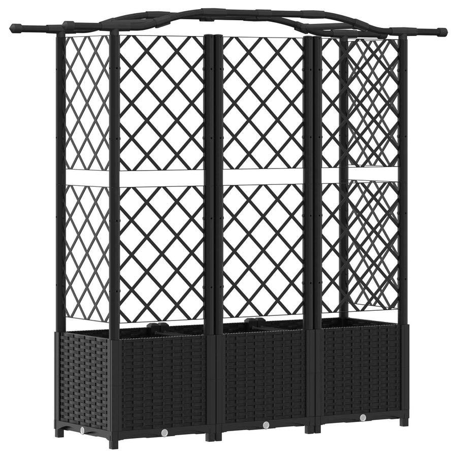 Verhoogd Bed met Trellis en Dak Zwart 163 x 40 x 141 cm PP