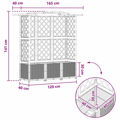 Verhoogd Bed met Trellis en Dak Zwart 163 x 40 x 141 cm PP