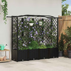 Raised Garden Bed with Trellis and Roof Black 204 x 40 x 141 cm PP
