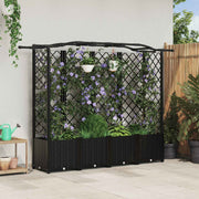 Verhoogd tuinbed met dak 204x40x141 cm zwart