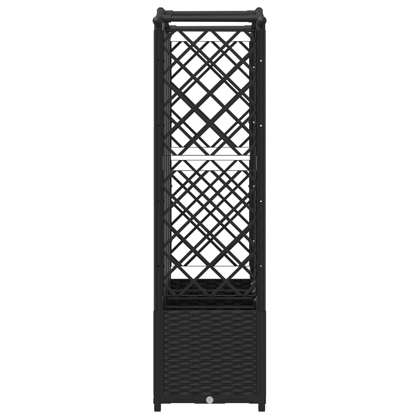 Verhoogd Bed met Trellis en Dak Zwart 204 x 40 x 141 cm PP