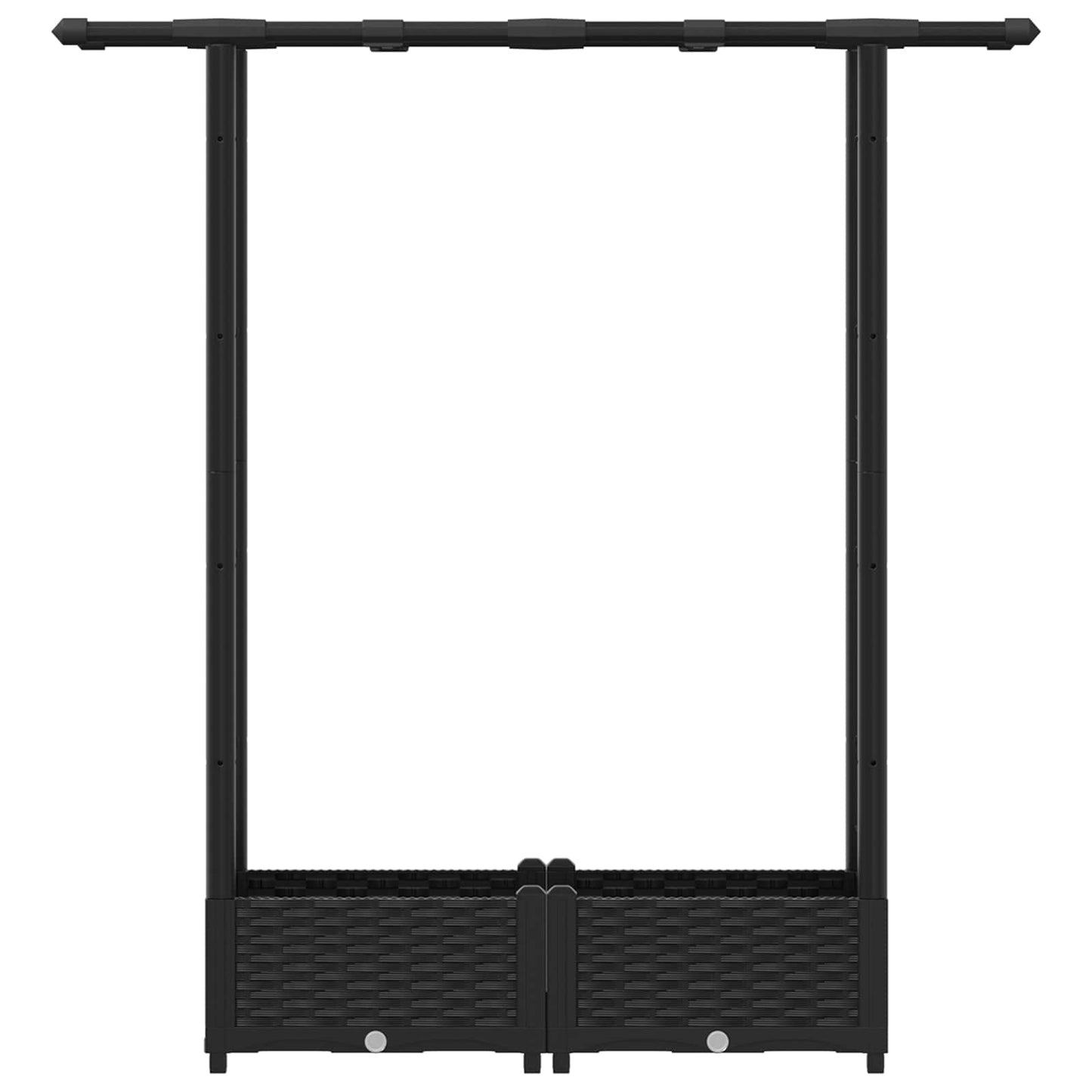 Verhoogd Bed met Trellis en Dak Zwart 122,5 x 40 x 123 cm PP