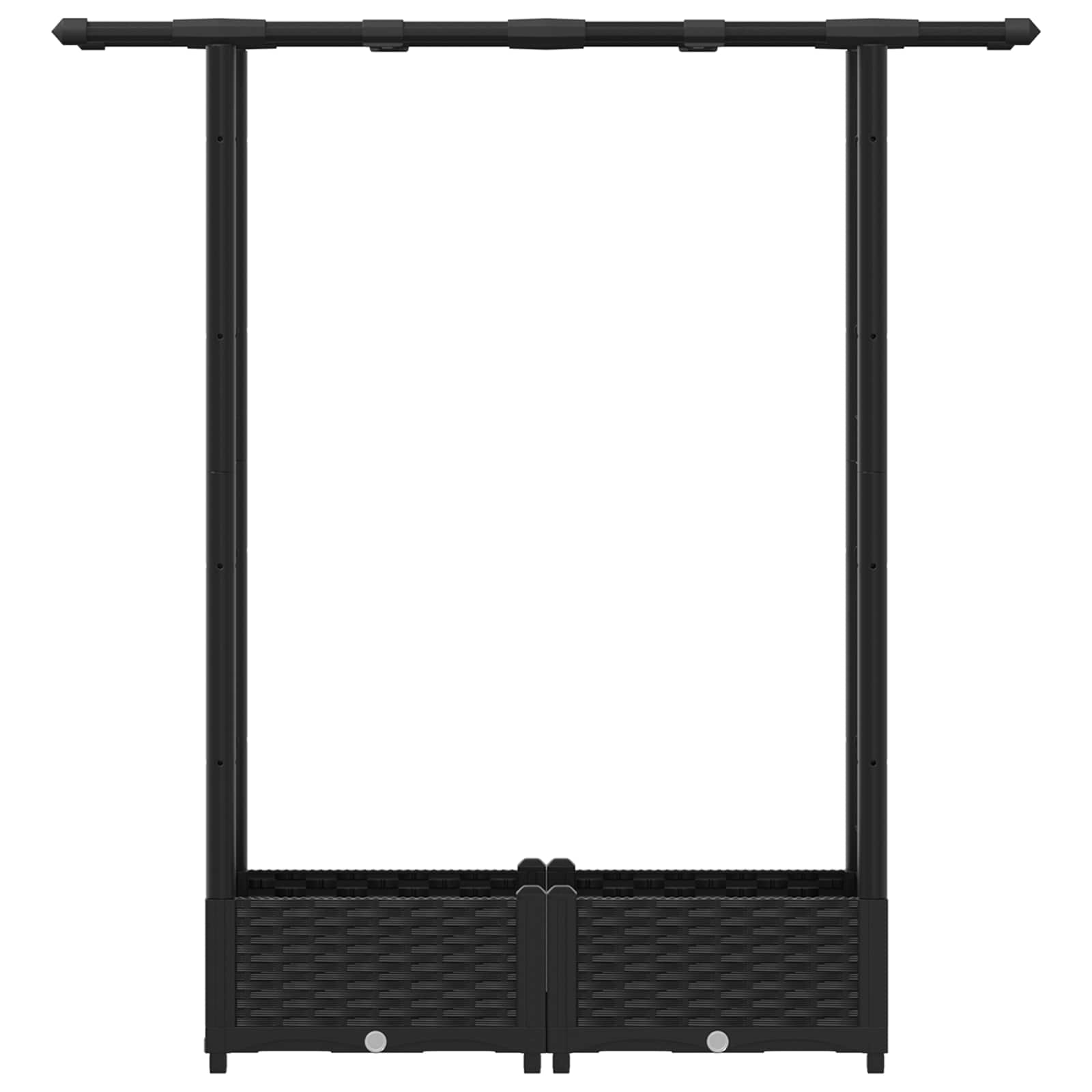 Verhoogd Bed met Trellis en Dak Zwart 122,5 x 40 x 123 cm PP